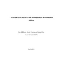 Enseignement Supérieur Et Développement Economique En Afrique